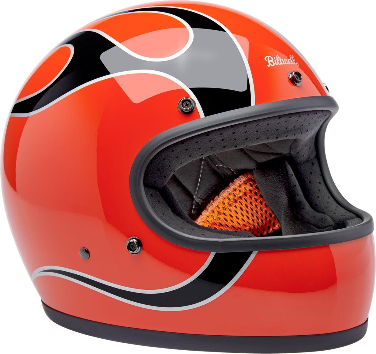 BILTWELL Gringo Flames Helmet ORG FLM 2025 Model