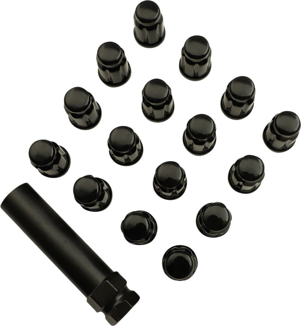 Moose Utility Lug Nut 3/8 Splined Black 16pk Quad Parts SPMO3803BL4