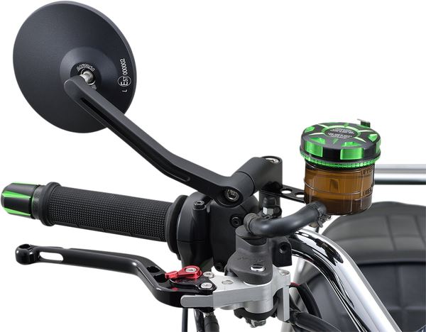 Daytona E-Marked Mirror Black Aluminum Round Handlebar End Side View 89429
