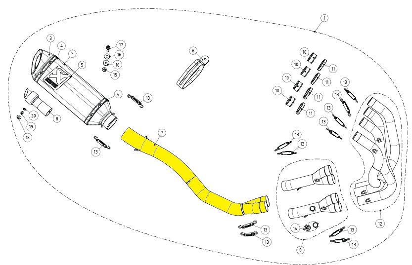 AKRAPOVIC Mid, Link & Y Pipe L-K6R6 L-K6R6