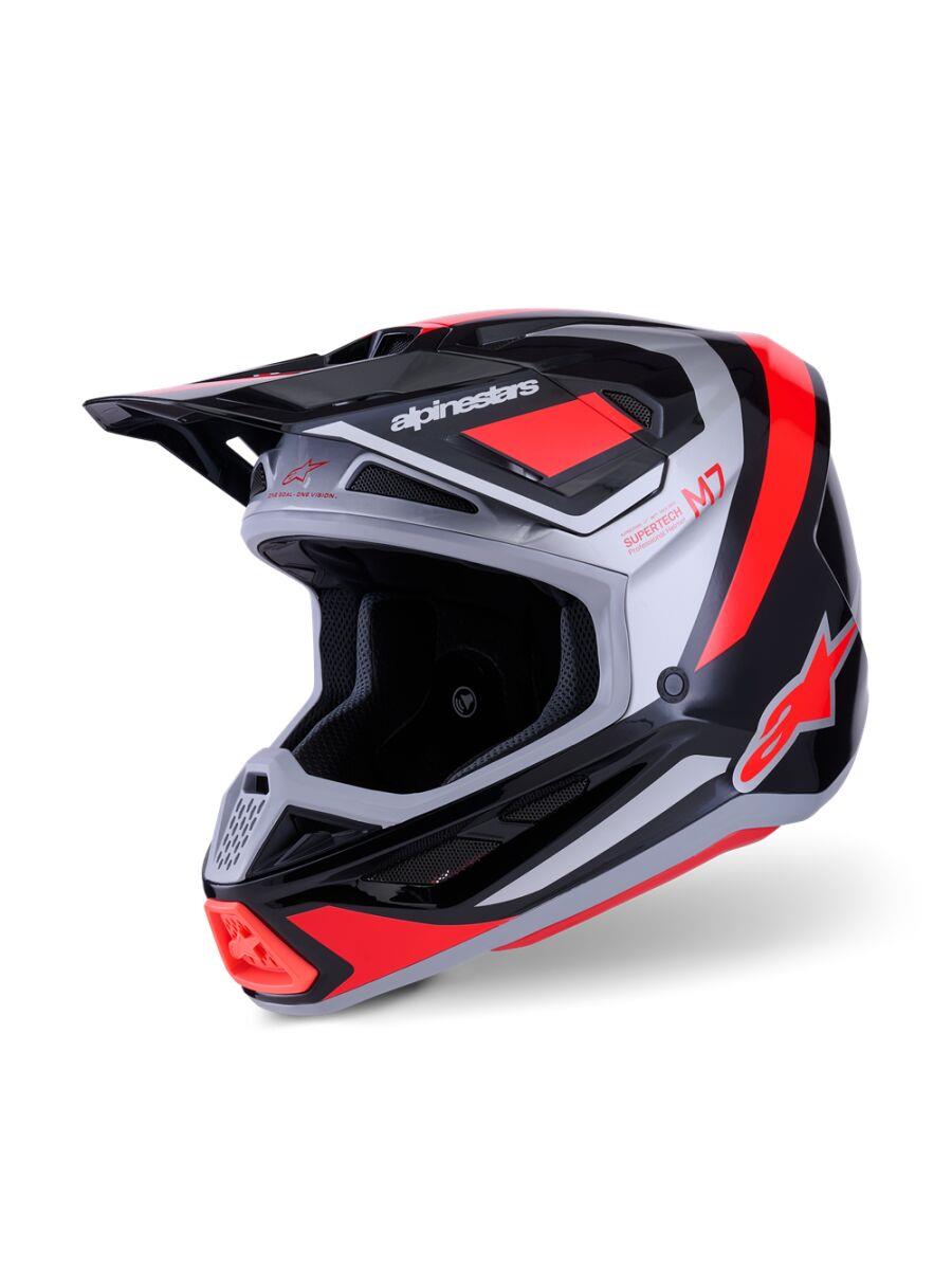 ALPINESTARS SM7 Rise Helmet BLK/RD/SILV 2025 Model