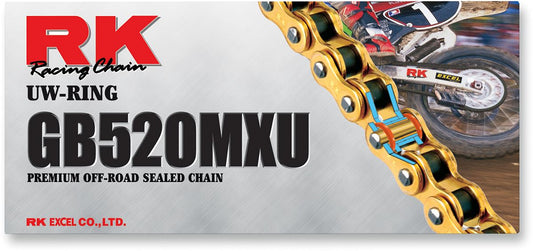 RK Motorcycle Drive Chain 520 MXU 112L UWRING Gold GB520MXU112CL