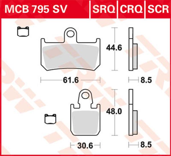 Trw SCR Series Sindered Race Brake Pads For Yamaha YZF-R1 1000 07-14 MCB795SCR