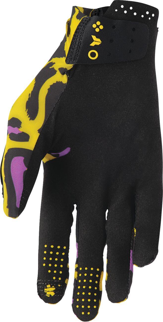 THOR Sportmode Cheetah Gloves Yellow/Purple/Black