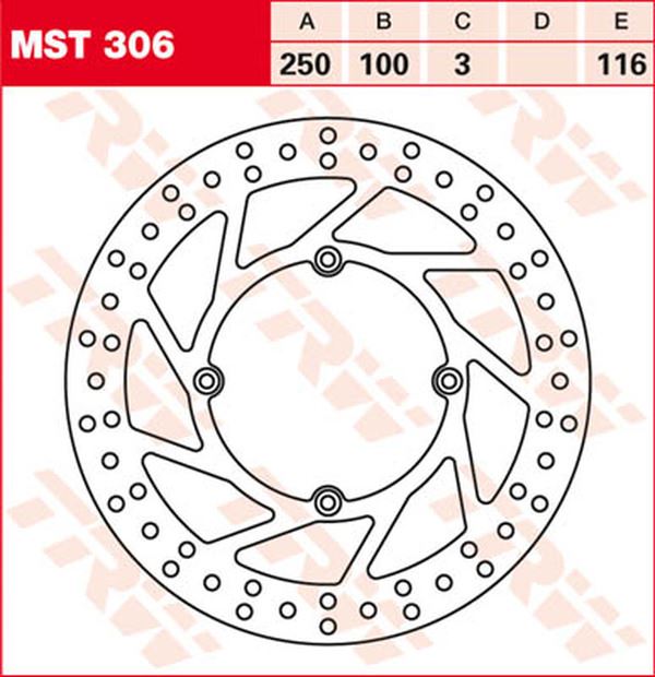 Trw Round Fixed Brake Rotor 250-299mm For Kawasaki KLX 300 R 1989-2007 MST306