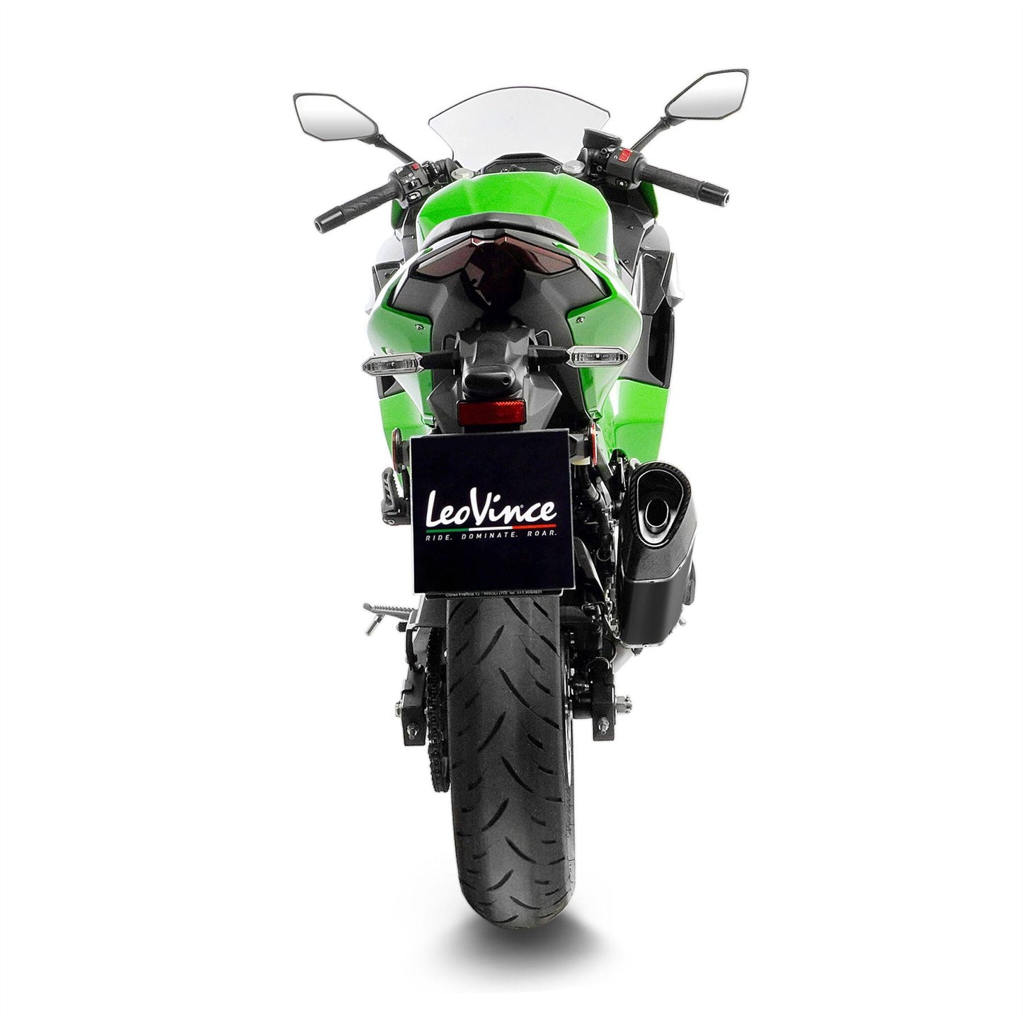 Leovince Muffler Lv-14r For Kawasaki Ninja 500 19-24 Matte Black Stainless Steel 15607b
