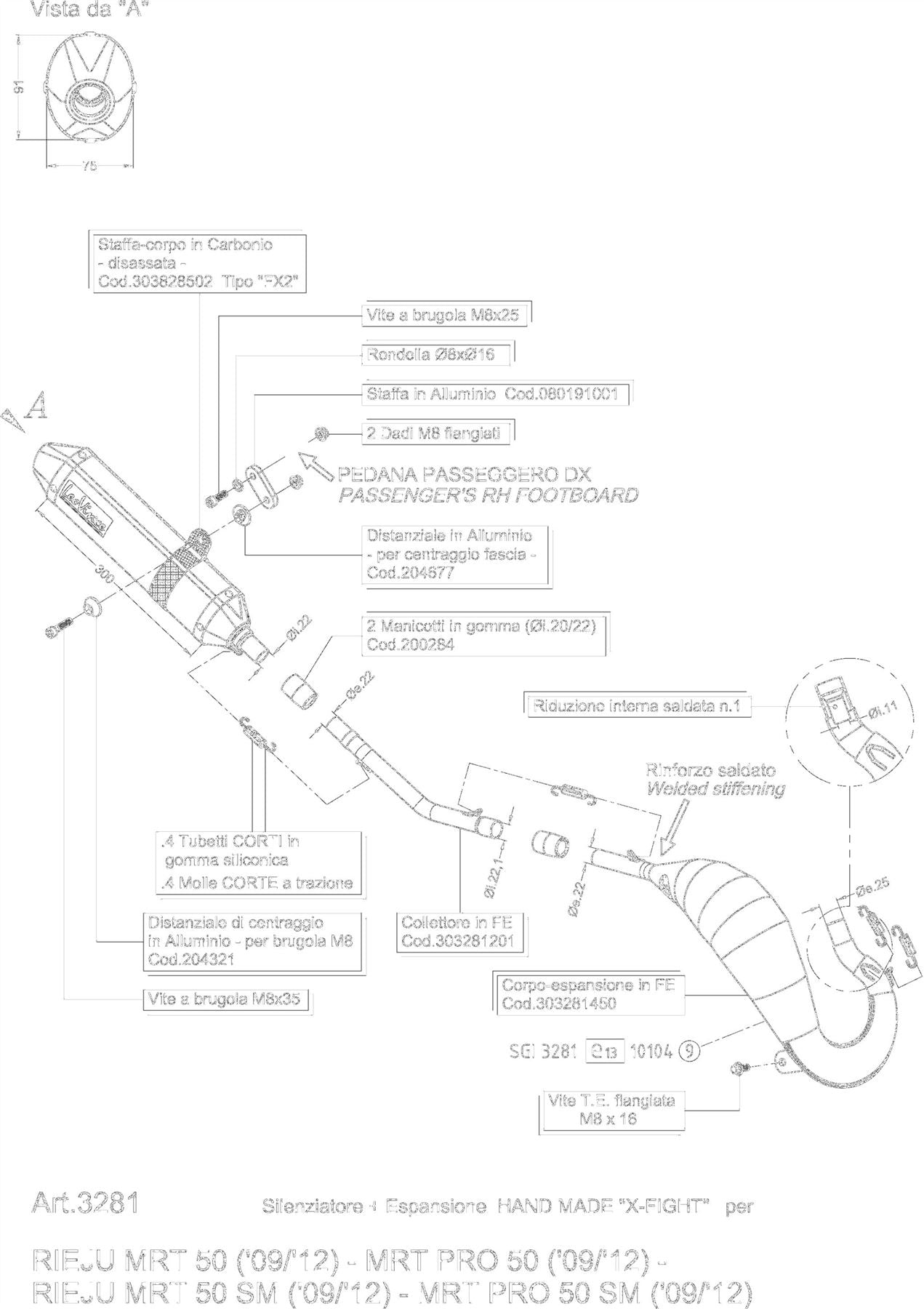 Leovince Exhaust For X-Fight For Rieju Mrt 50 Grey Steel 3281