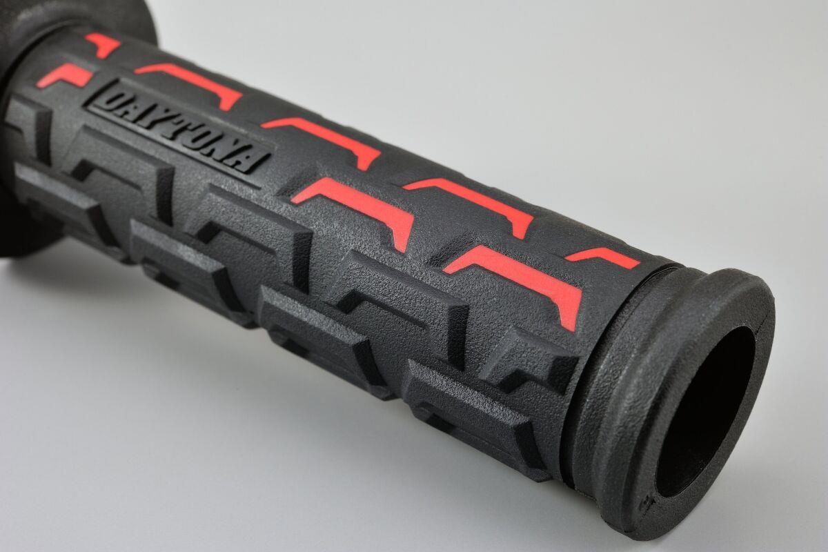 Daytona Grippy Grip GGD-Ground Grips 22.2mm Open End Black Red Pair 25172