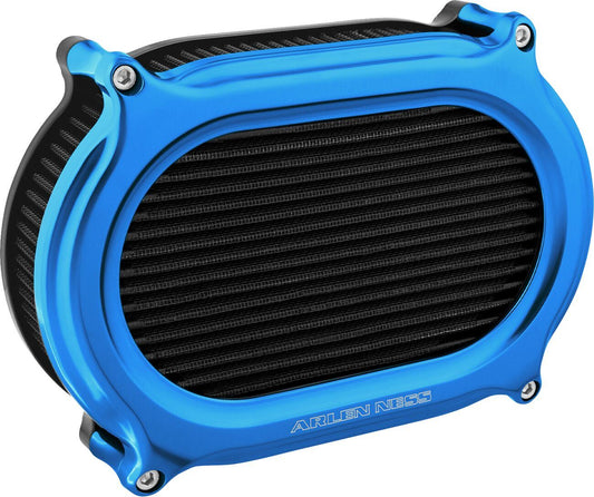 Arlen Ness Stage 2 Oval Air Cleaner Kit for Harley FLHX 2023-2025 Blue 600-211