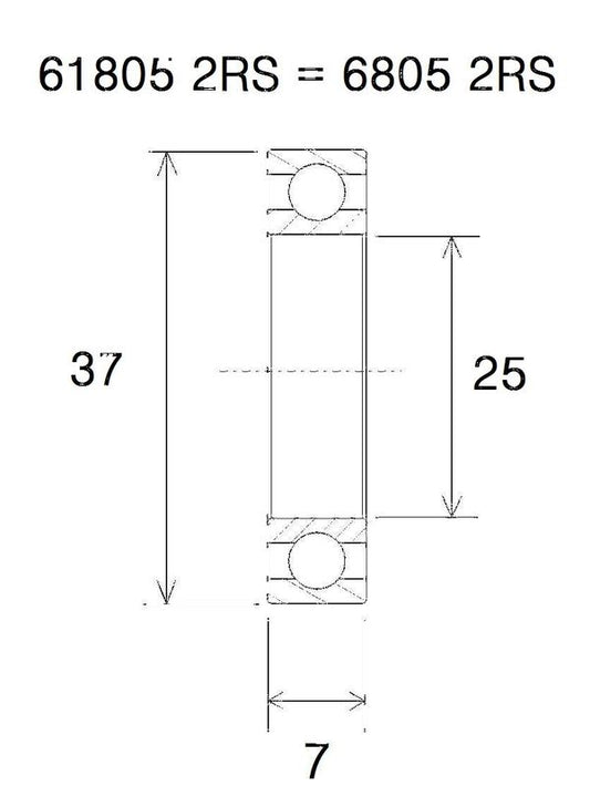 BLACK BEARING Bearing B5 25X37X7MM UB-6805-B5