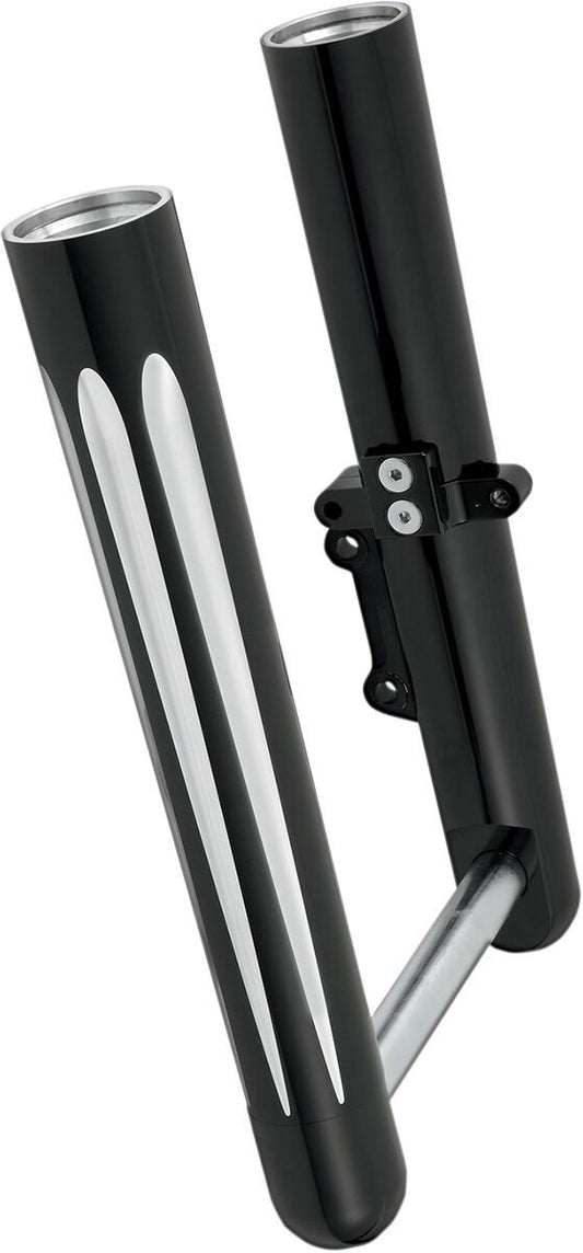 Arlen Ness Hot Legs Fork Leg CNC Billet Aluminum, Black Single Disc Pair 06-557