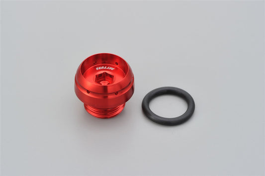 Daytona Bullet Oil Filler Cap M20xP2.5 Red Aluminum with O-ring & Wire-lock 98399