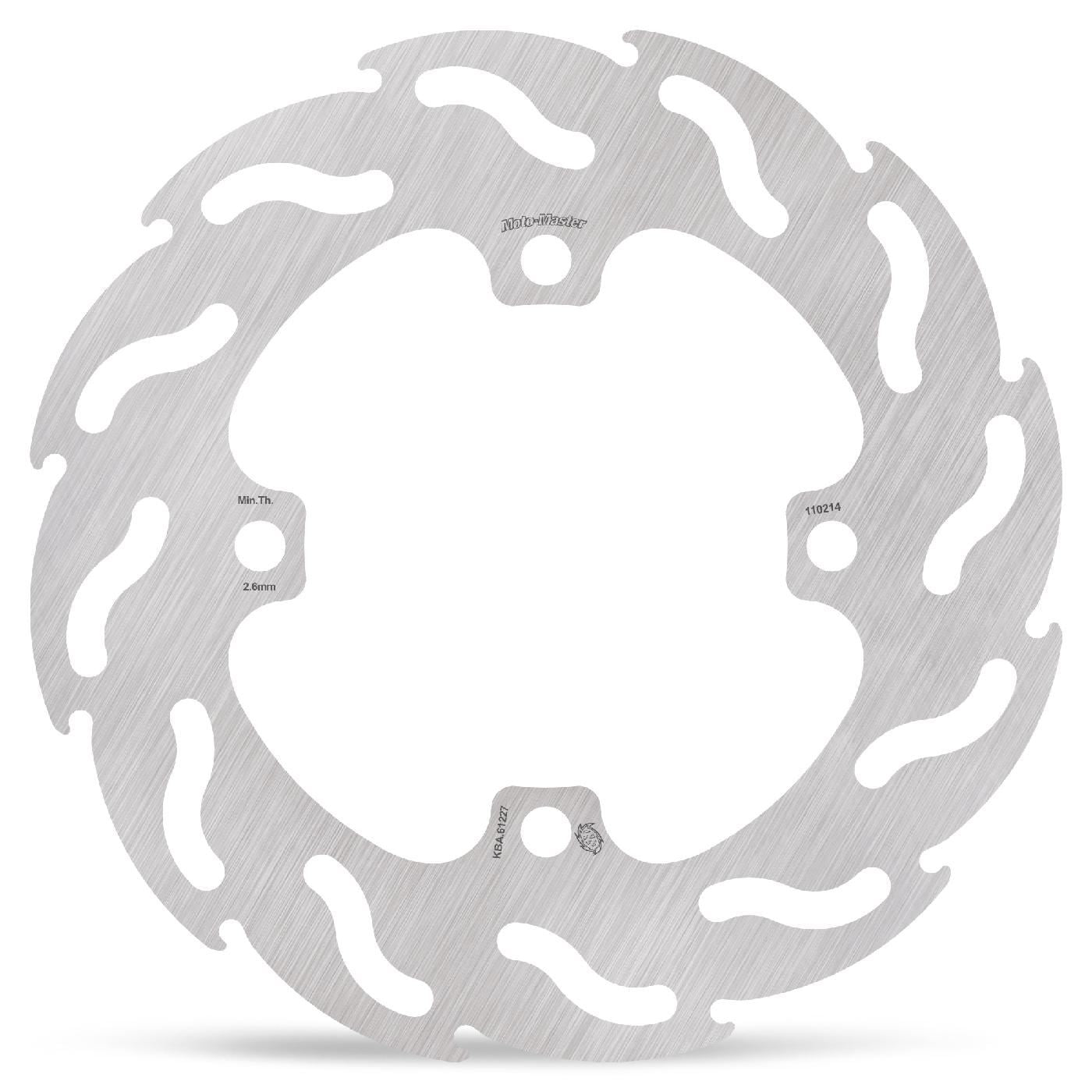 Moto-Master Flame Series Fixed Rotor For Kawasaki KX 112 2001-2024 Silver 110214