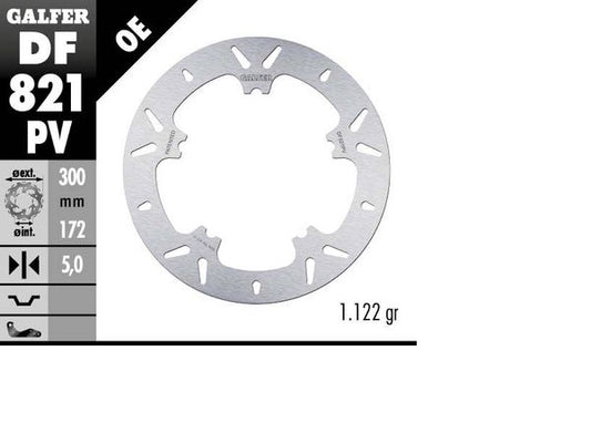 GALFER Brake Rotor Solid-Mount Round One Piece (Fixed) DF821PV