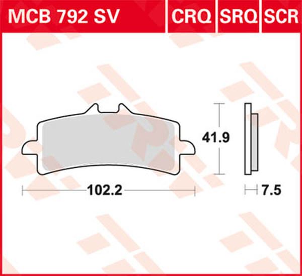 Trw CRQ Series Race Brake Pads For Ducati Panigale V2 890 2007-2026 MCB792CRQ