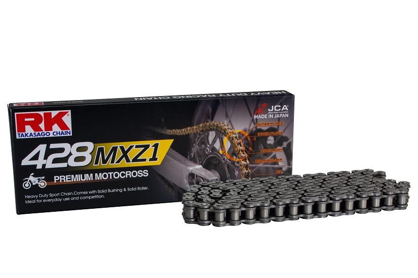 RK Motorcycle Drive Chain 428 MXZ1 130L NONSEAL Black, Gold