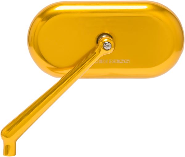 Arlen Ness Forged Oval Mirror Gold Anodized Aluminum Screw-In Side View 13-175