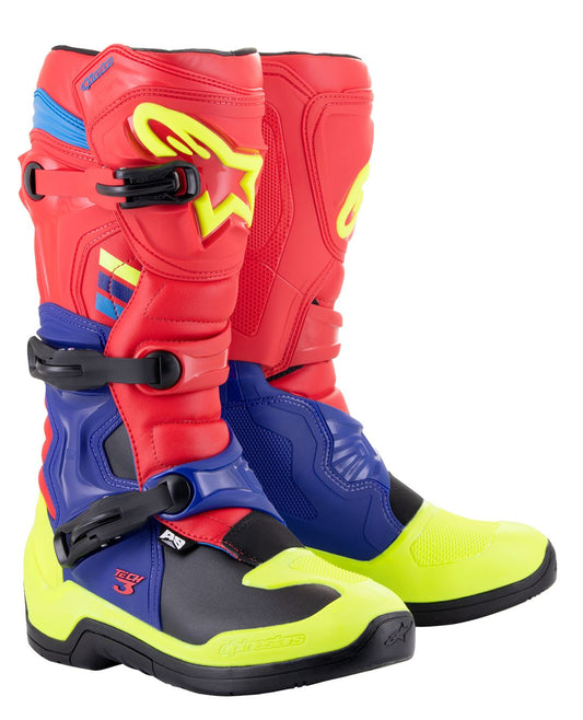 Alpinestars Tech 3 Boots Yellow Blue Red