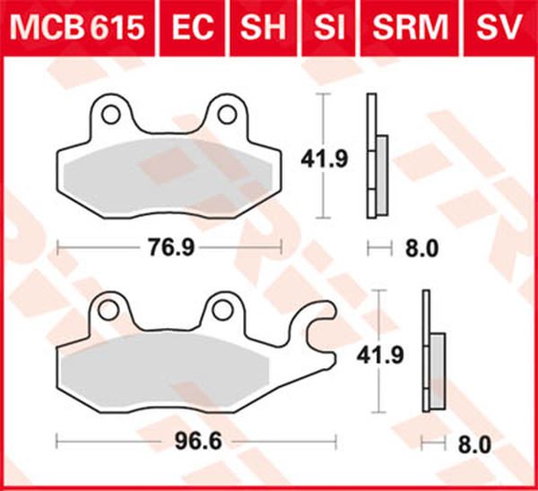 Trw SV Series Sindered Brake Pads For Kawasaki Z 125 1989-2024 MCB615SV