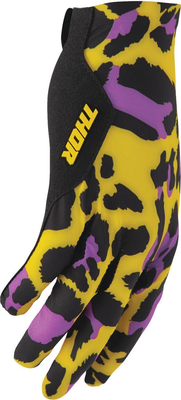 THOR Sportmode Cheetah Gloves Yellow/Purple/Black