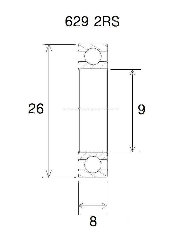 BLACK BEARING Bearing B3 9X26X8MM UB-629-B3