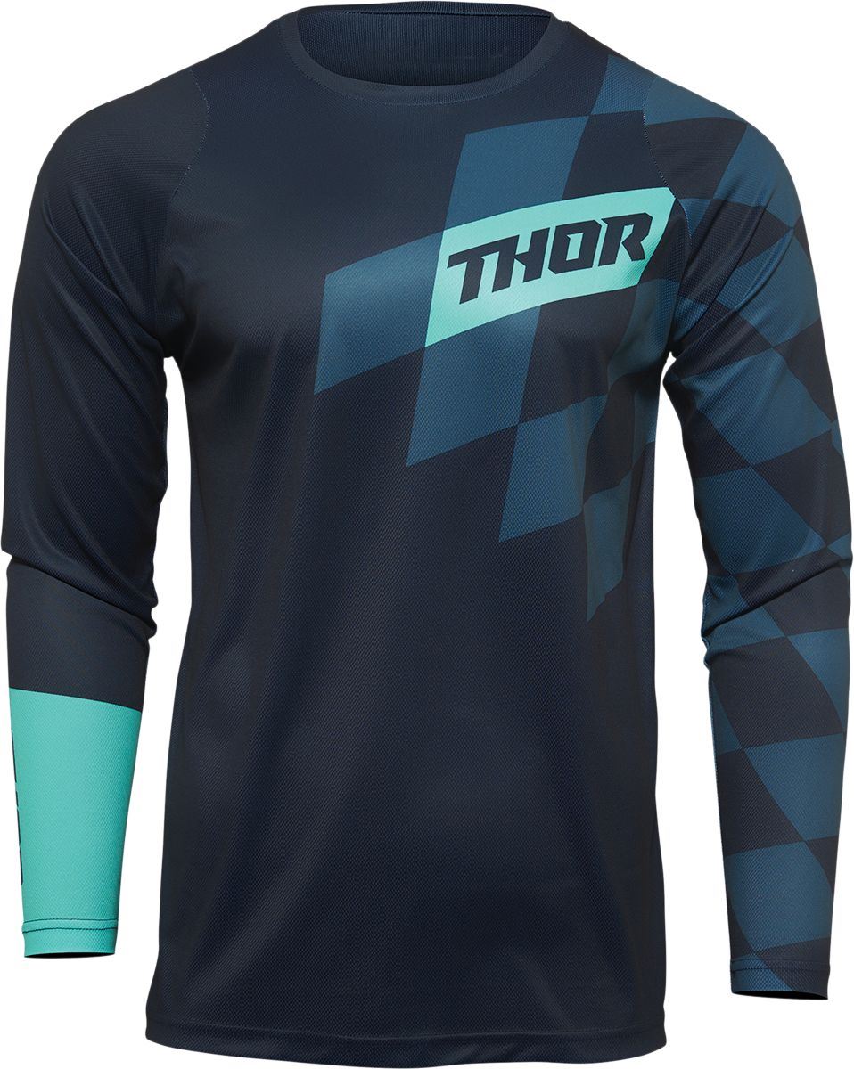 Thor Youth Sector Birdrock Adult Motocross Jersey Midnight Blue/Mint XL