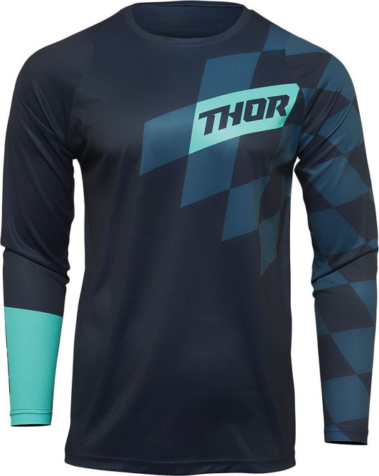 Thor Youth Sector Birdrock Adult Motocross Jersey Midnight Blue/Mint XL