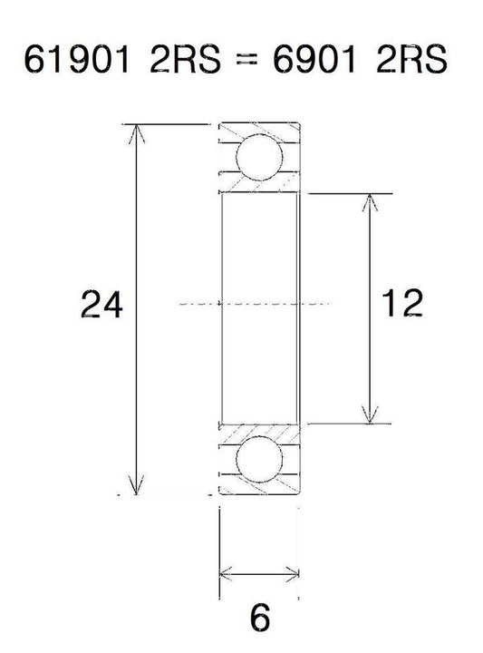 BLACK BEARING Bearing B5 12X24X6MM UB-6901-B5
