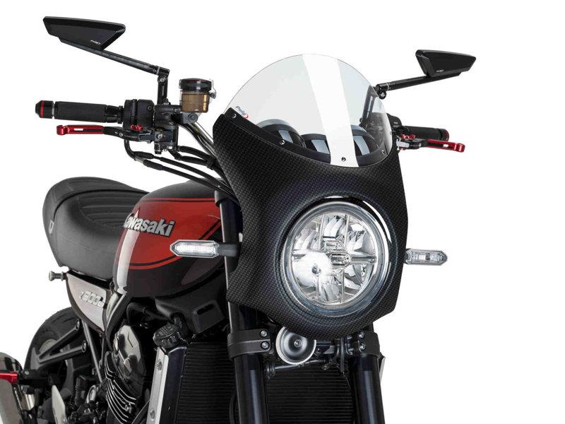 Puig Retro Carbon Look Semi Fairing And Screen 195mm Clear 6437W