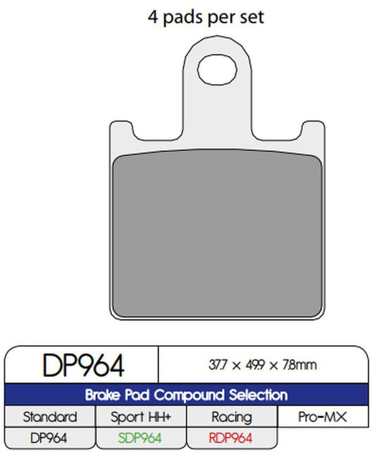 Dp Brakes Sintered Metal Brake Pads For Kawasaki ZX-14 R 1400 2006-2024 DP964