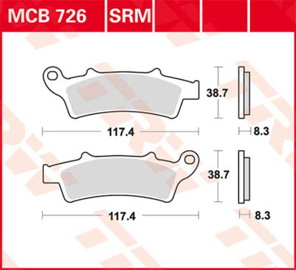 Trw Sindered Scooter Brake Pads For Kymco DT X 350 2000-2025 MCB726SRM
