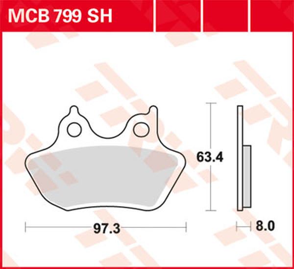 Trw SH Series Rear Brake Pads For Harley FLHRSE4 1800 2006-2008 MCB799SH