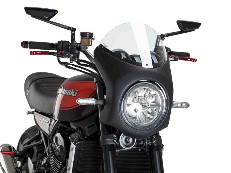 Puig Retro Black Semi Fairing And Screen 195mm Clear 9702W
