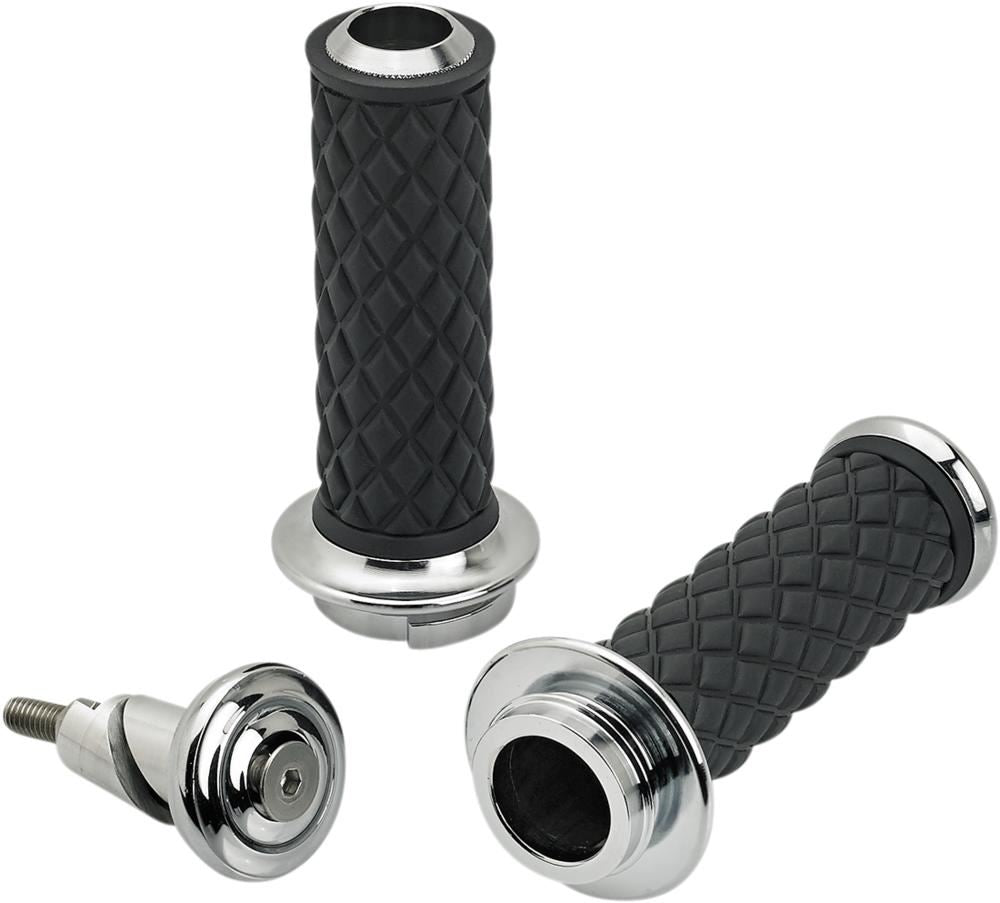 Biltwell Alumicore Grips Chrome To Fit Harley V-Twin Throttle By Wire