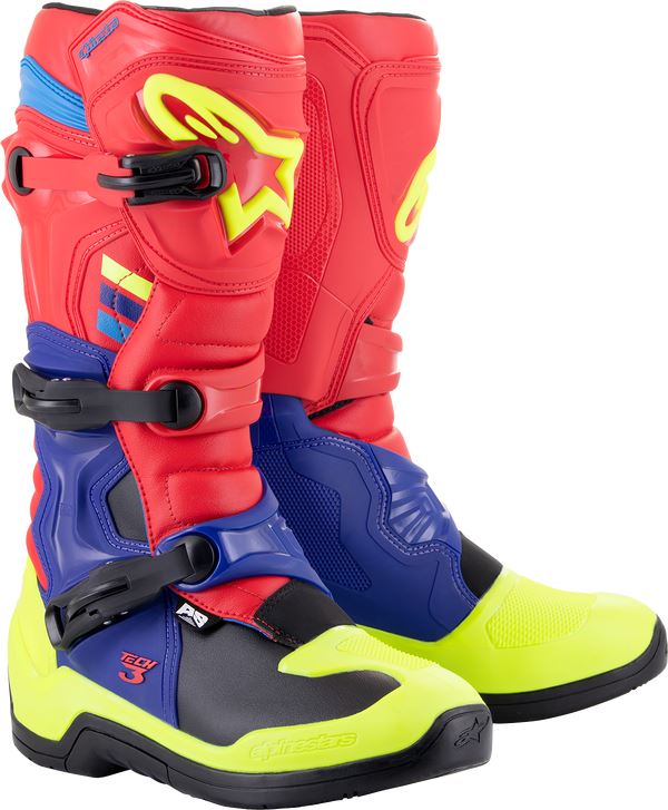 Alpinestars Tech 3 Boots Yellow Blue Red