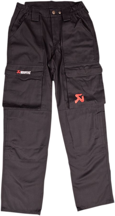 Akrapovic Brand Cargo Pants Mens Black Cotton Casual Large 801444