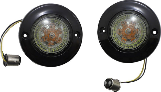 Custom Dynamics Dynamic Ringz LED Turn Signals Harley FLHR 86-22 PB-FB-AW-1157BS