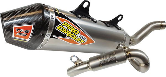Pro Circuit Ti-6 Pro Titanium Exhaust System With Carbon End Caps To Fit Husqvarna FC450 KTM SX-F450