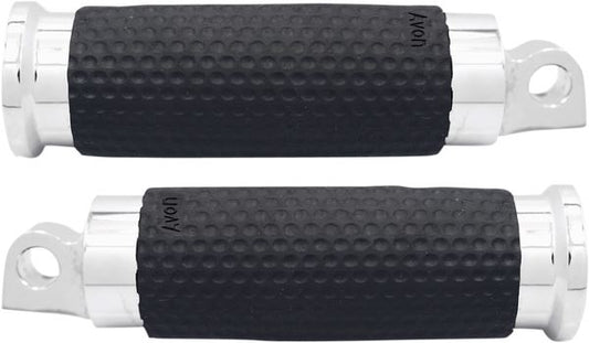 Avon Grips Gel Foot Pegs Chrome Black Rubber Pair FP-GEL-70-CH