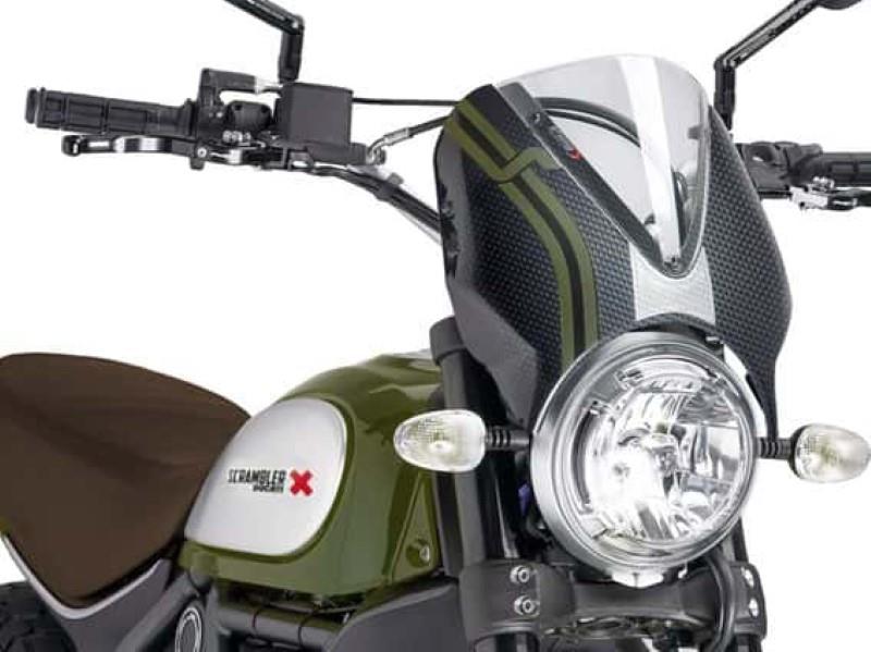 Puig Retrovision Carbon Look Semi Fairing And Screen Clear 9666C