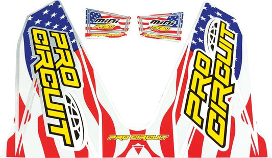 Pro Circuit T-6 Exhaust Decals Blue Red,White Yellow Vinyl Pair D22MINI-SS
