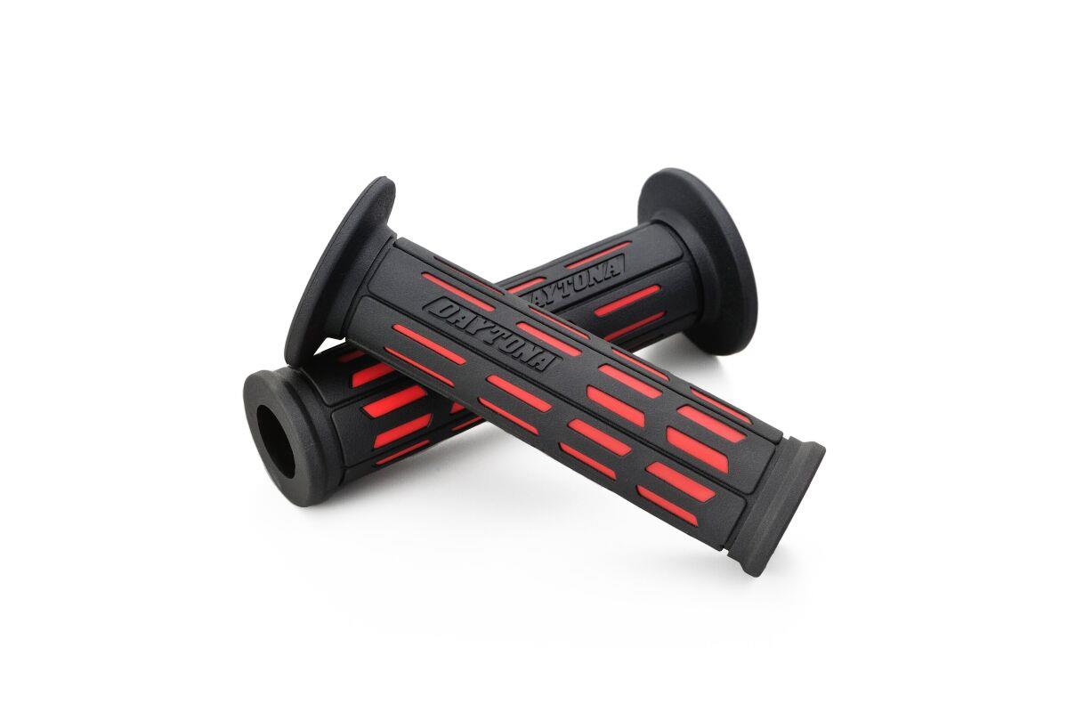 Daytona Grippy Grip GGD-Tapered-SP Grips 22.2mm Open End Black/Red Pair 25162