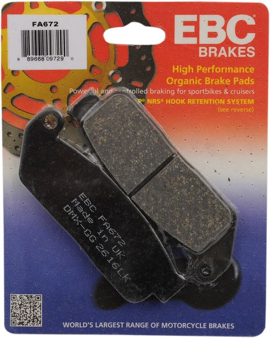 Ebc Organic Base "FA" Brake Pads For Indian Scout 60 2015-2016 FA672