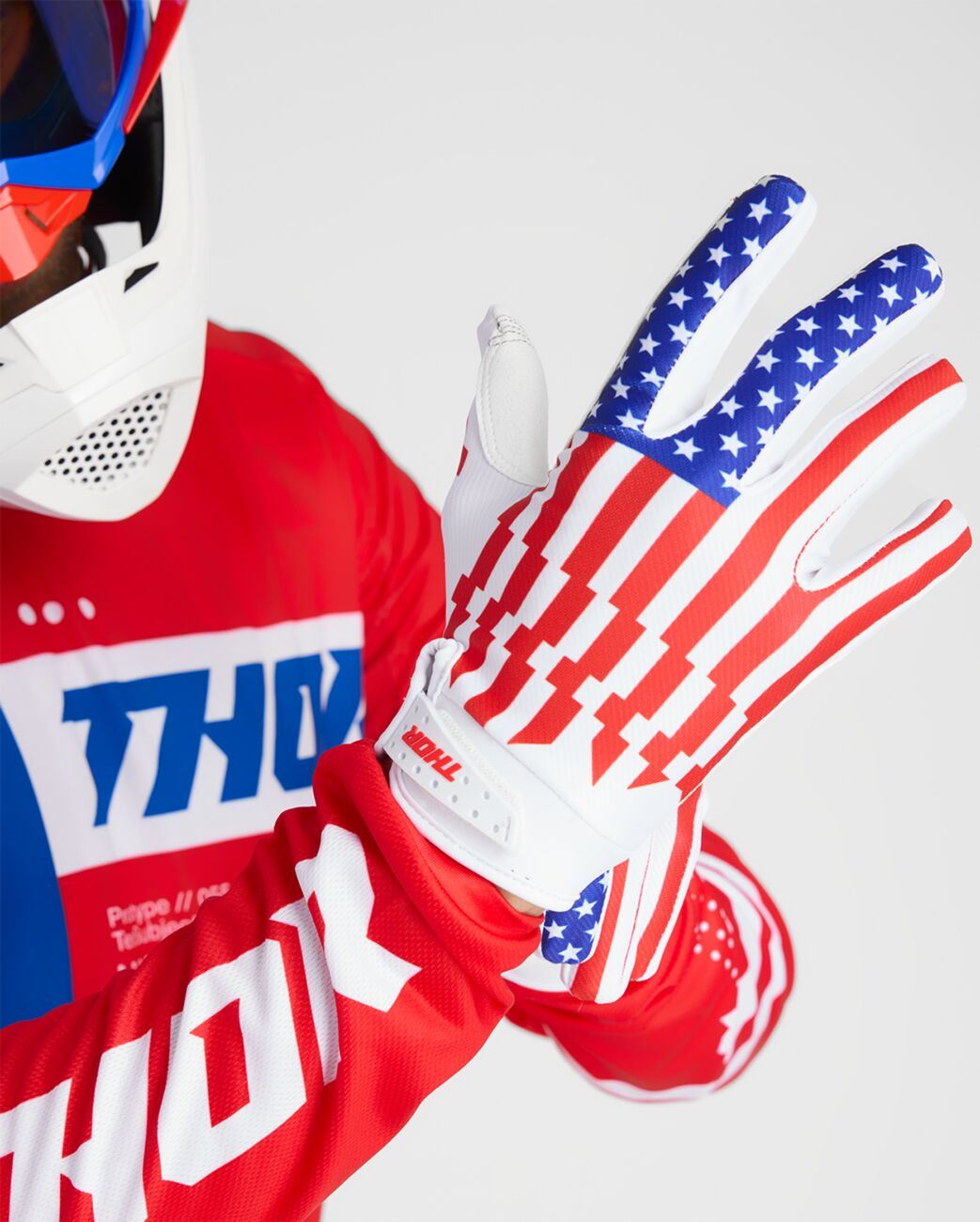 THOR Launchmode Gloves White/Red/Blue