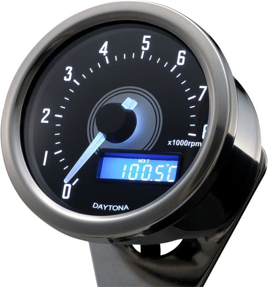 Daytona Velona60 8000RPM Black Kit with Adapter E-marked Tachometer 85835
