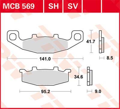Trw SV Series Sindered Brake Pads For Kawasaki KLE 500 1986-2004 MCB569SV