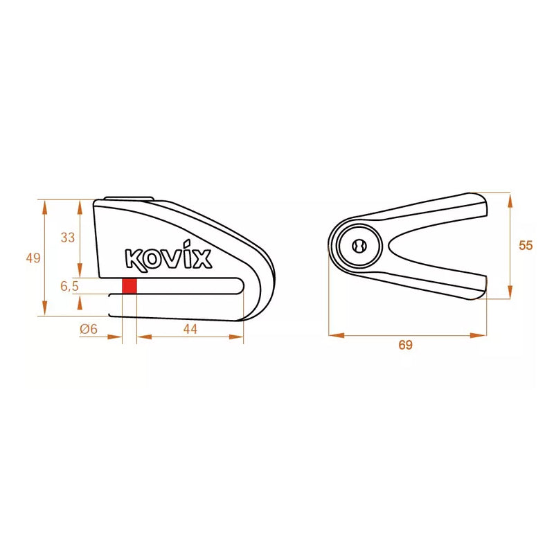 Kovix KVZ1 6mm Disc Lock - Brushed Metal