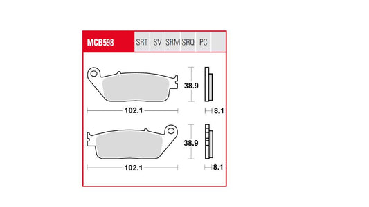 Trw TRQ Brake Pad Sintered Race For Honda CBR 250 R 1988-2026 MCB598TRQ