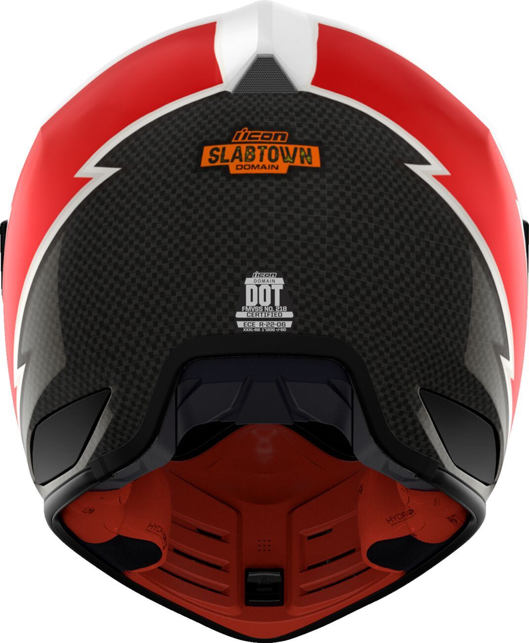 ICON Domain™ White, Red Motorcycle Helmet