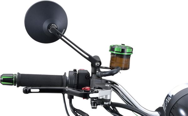 Daytona E-Marked Mirror Black Aluminum Round Handlebar End Side View 89429
